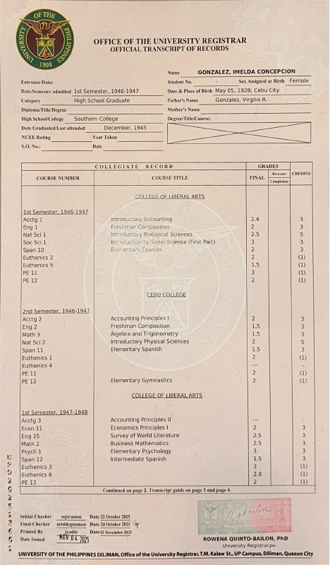Annex AR: Imelda - UP Transcript of Records